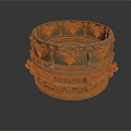 Intricately Carved Metal Sculpture With Ornate Circular Vessel Design And Detailed Engravings