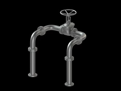 Durable Industrial Metal Pipe Valve Connection Structure With Mechanical Handle Design 3d model