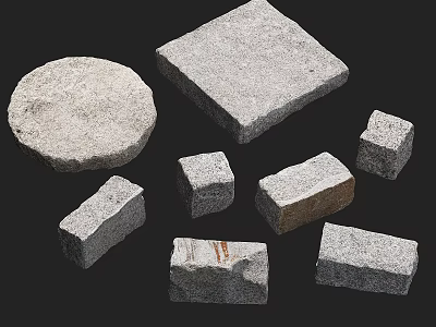 Natural Stone And Wood Decorative Pieces With Round Square And Rectangular Shapes 3d model