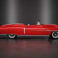 Red Classic Convertible Car With Sleek Body Lines And Chrome Wheels On Dark Background