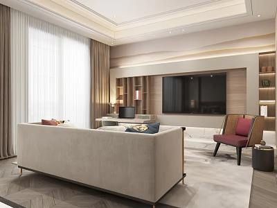 Modern Lounge Interior With Sofa TV And Elegant Decor 3d model