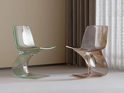 Modern Transparent Dining Chairs Featuring Curved Design In Contemporary Interior 3d model