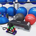Fitness Equipment With Reebok Exercise Balls Storage Rack Yoga Mats And Heart Rate Monitor