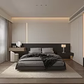 Modern Bedroom Interior Design With Black Headboard Grey Bedding And Window Curtains