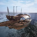 Traditional Wooden Boats Featuring Sailing Decorative and Covered Design Variations