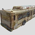 Dilapidated Rusted Old Bus With Faded Paint Broken Windows And Worn Exterior