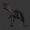 Realistic Blue Dinosaur 3D Model Featuring Red Crest Standing Pose And Textured Skin