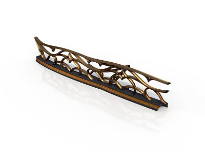 Golden Decorative Carved Rail Bracket With Intricate Pattern And Dark Base 3d model