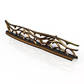 Golden Decorative Carved Rail Bracket With Intricate Pattern And Dark Base 3d model