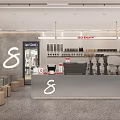 Modern Minimalist Café Exterior And Interior With Glass Doors Wooden Tables Hanging Lights And Signage