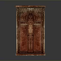 Vintage Carved Wooden Cabinet With Red Wood Finish And Decorative Details