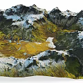 Breathtaking Mountain Landscape With Snow Capped Peaks Green Slopes And Golden Valley