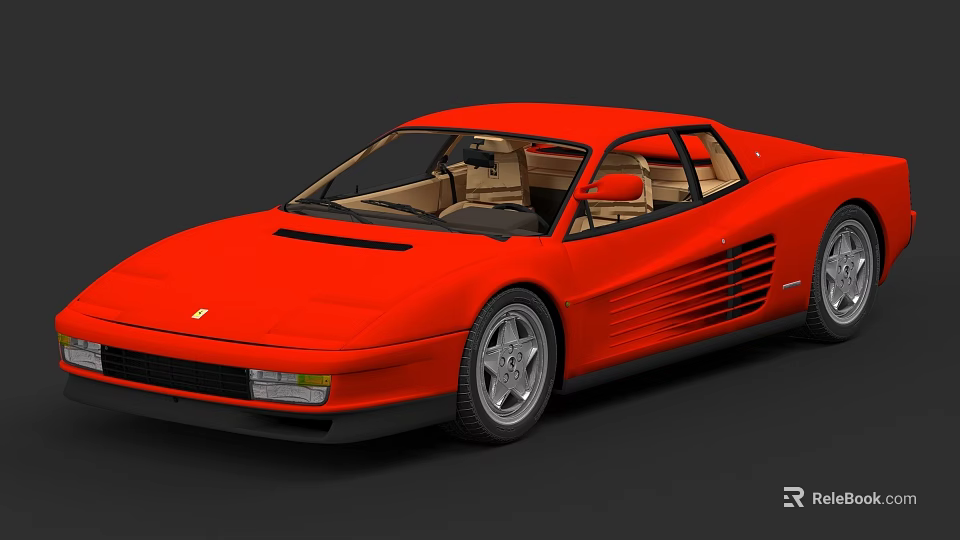 Red Ferrari Sports Car With Classic Design And Sleek Two Door Body 3d model 
