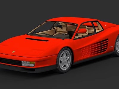 Red Ferrari Sports Car With Classic Design And Sleek Two Door Body 3d model