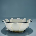 Elegant Lotus Shaped Coffee Table With White Petal Design Glass Top And Gold Base