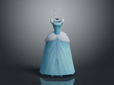 Blue Princess Ballgown With White Bodice And Fluffy Layered Skirt Design 3d model