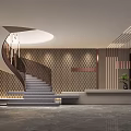 Modern Front Desk Stairs 3d model