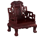 Traditional Chinese Single Sofa With Redwood Carved Patterns And Classic Design