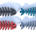 Flexible Fishbone Shaped Toys In Gray Blue Red And Silver Colors