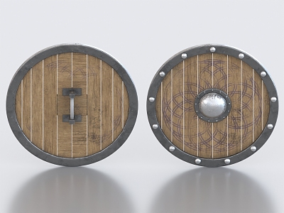 Shield Round Shield Wood Shield One Hand Shield 3d model