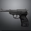Vintage Metal Pistol With Black Grip And Shiny Silver Finish Details