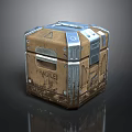 Fragile Box With Metal Reinforcements Worn Surface And Reflective Base