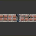Blue Cargo Truck With Crane Arm Lifting Red Packages On Multi Wheel Trailer
