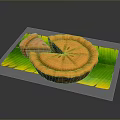 Delicious Orange Sliced Pie Served On Fresh Green Leaf Mat With Golden Crust