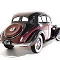 Vintage Classic Car With Deep Purple Exterior Chrome Grille And Round Headlights Design