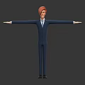 Red Haired Character In Blue Suit With Arms Outstretched 3D Rendered Gray Background