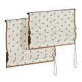 Stylish Roman Blinds With Green Leaf Pattern On Beige Background For Window Decoration 3d model