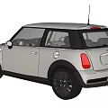 Silver Compact Car With Black Stripes Gray Roof And Black Wheels