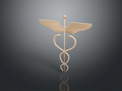 Luxurious Golden Furniture With Winged Caduceus And Coiled Snake Design 3d model