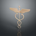 Luxurious Golden Furniture With Winged Caduceus And Coiled Snake Design