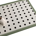 Square Rug With Black White Square Pattern And Green Border For Home Decorative Use 3d model