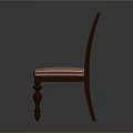 Accent Chair with Dark Brown Wooden Frame Geometric Backrest and Striped Cushion Carved Legs