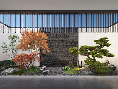 New Chinese style landscape sketch courtyard landscape 3d model