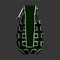 Green Military Grenade With Square Pattern And Fuse Design 3D Rendered Weapon On Dark Background