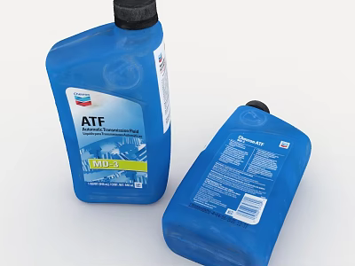 Chevron ATF MV Automatic Transmission Fluid With Blue Plastic Bottles 3d model
