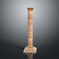 Classical Marble Column With Golden Capital And Pedestal Base Architectural Element 3d model
