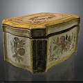 Decorative Floral Patterned Golden Border Polygonal Clothing Accessory Storage Box for Wardrobe