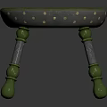 Decorative Ornamental Stool With Round Colorful Pattern Seat And Green Spherical Legs