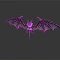 Mythical Dragon Figurine With Large Detailed Wings White Body And Purple Membranes