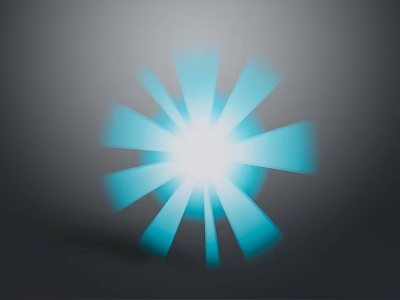 Abstract Illustration of Blue Radiating Light with Bright White Core on Gray Gradient Backdrop 3d model