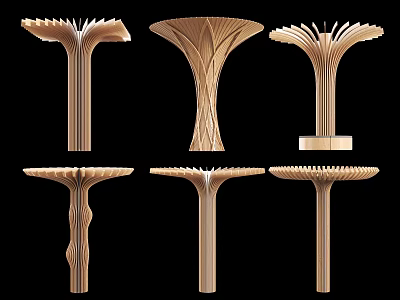 Modern Decorative Wooden Columns With Various Artistic Designs And Ornate Shapes 3d model