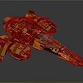 Futuristic Red And Yellow Space Spaceship With Sleek Design Cockpit And Star Emblems