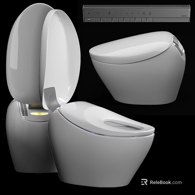 Modern White Smart Toilet With Open Lid And LED Lighting Design 3d model 