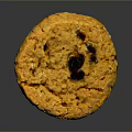 Golden Brown Oatmeal Cookie with Chewy Texture and Raisins on Dark Background