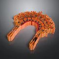 Orange Horseshoe Shaped Decorative Storage Rack Made Of Small Components For Household Use