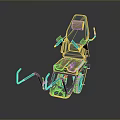 3D Model Of Gray Wheelchair Featuring Adjustable Seat Armrests And Stable Wheel Structure